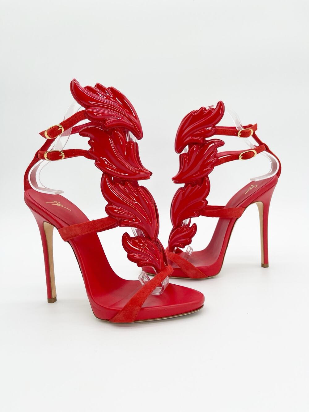 Giuseppe Zanotti Coline Cruel Summer Wing Red Sculptural Stiletto Sandals IT 36